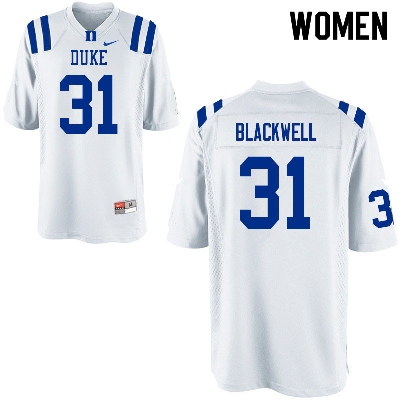 Women #31 Josh Blackwell Duke Blue Devils College Football Jerseys Sale-White - Click Image to Close